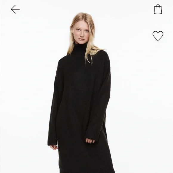 H&M | Dresses | Nwt Hm Knit Turtleneck Dress Size S Black | Poshmark